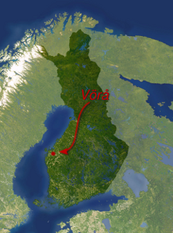 The whole of Finland, showing the location of V&ouml;r&aring;